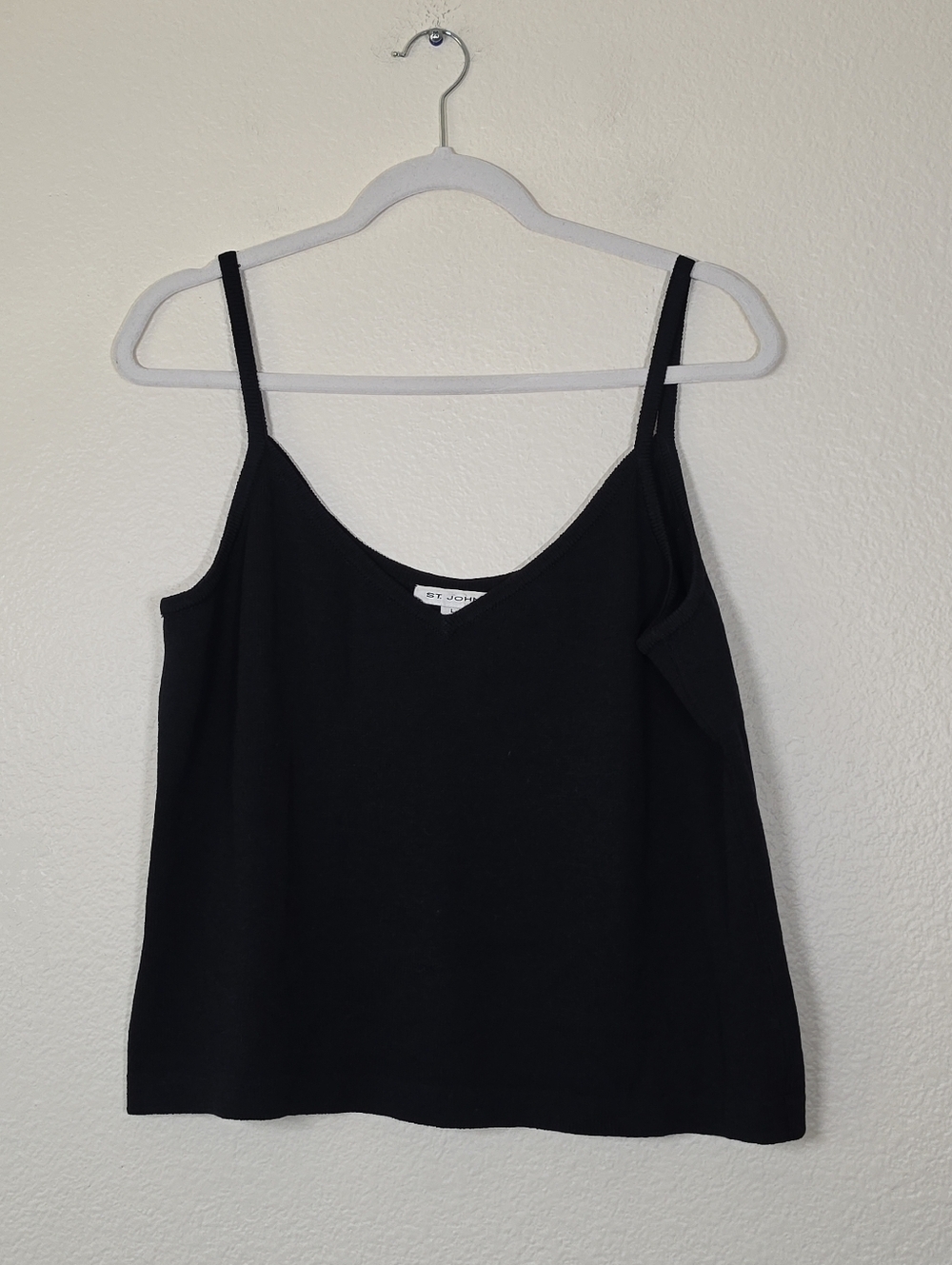 St. John Black V-Neck Camisole Tank Top L